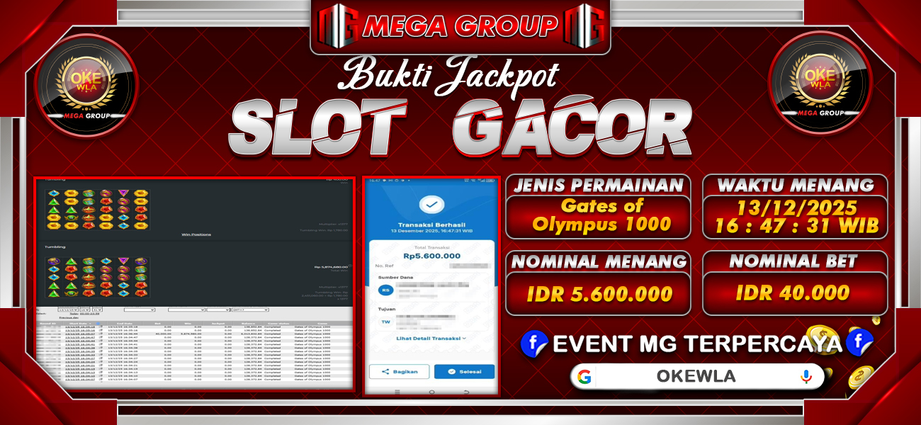 Bukti JP situs Okewla hari Sabtu, 13 Desember 2025